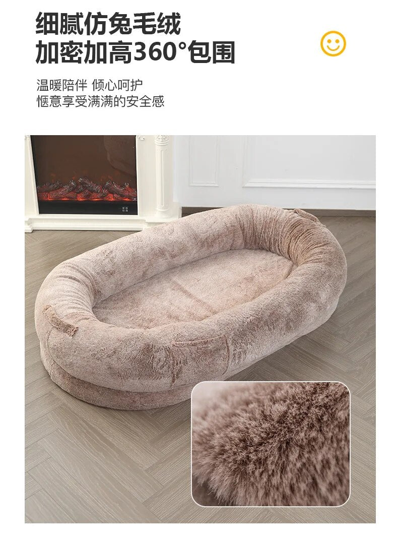 Factory direct sale Human dog bed Human size washable faux fur human dog bed for you and pets human dog beds.