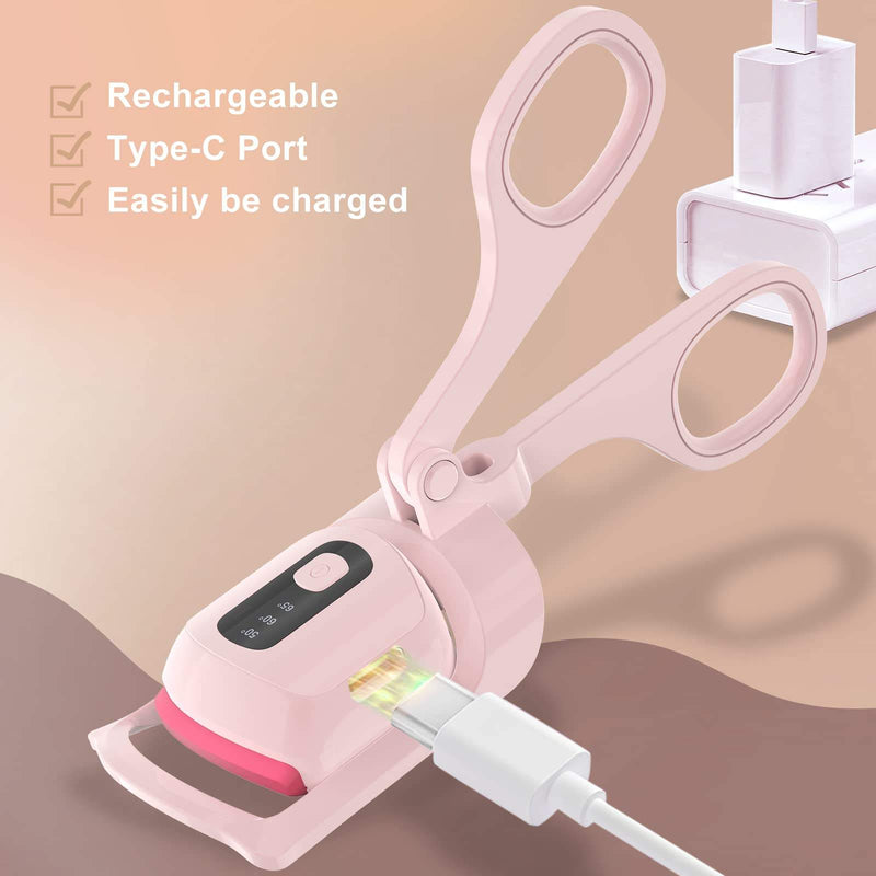 2024 New Lcd Portable Electric Heated Curler Temperature Control Long Lasting Curls Thermal Eyelash Curler Makeup Tools