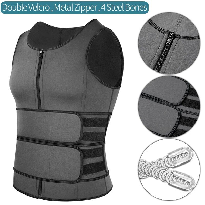 Men Waist Trainer Sauna Vest Fitness Corset Abdomen Slimming Body Shaper Belly Reducing Shapewear Burn Fat Shirt Trimmer Belt