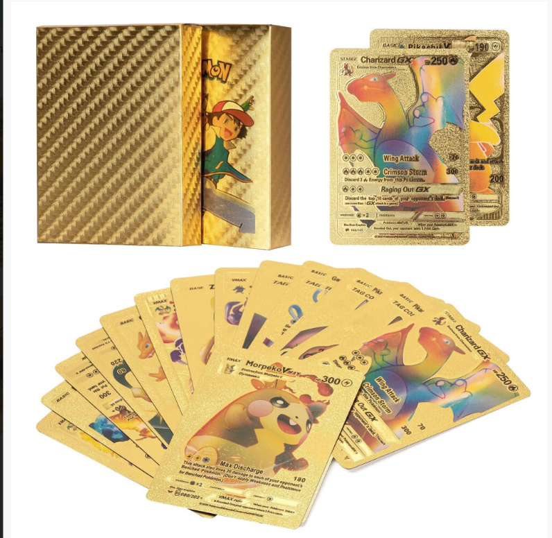 (55PCS Gold) Pokemon Cards Vmax TCG GX EX Cards Toys Gifts