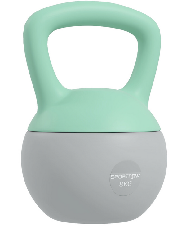 SPORTNOW 8KG Kettlebell with Soft Body and Non-Slip Handle, Grey and GreenUK