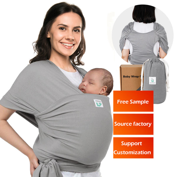 Cotton Baby Wrap Carrier Newborn to Toddler Stretchy Cotton Travel Baby Wrap Carrier Baby Sling 0-36 Months