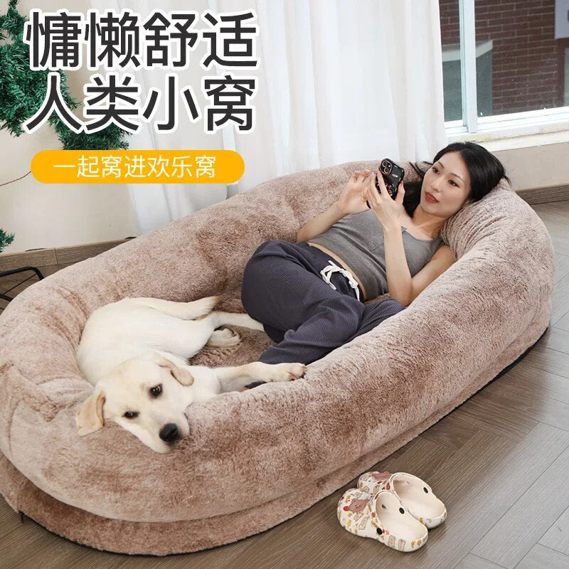 Factory direct sale Human dog bed Human size washable faux fur human dog bed for you and pets human dog beds.