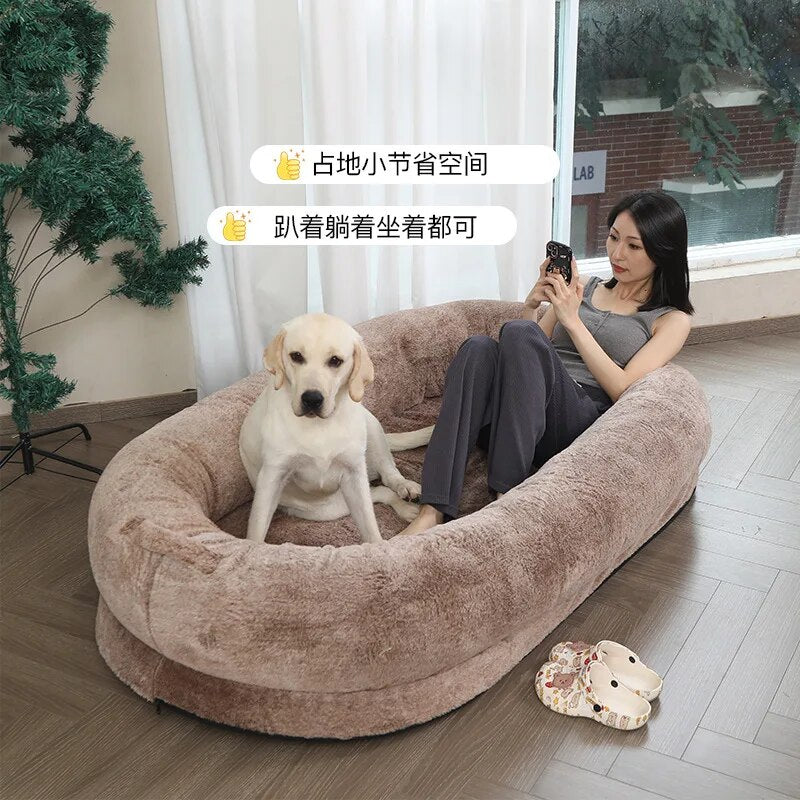 Factory direct sale Human dog bed Human size washable faux fur human dog bed for you and pets human dog beds.