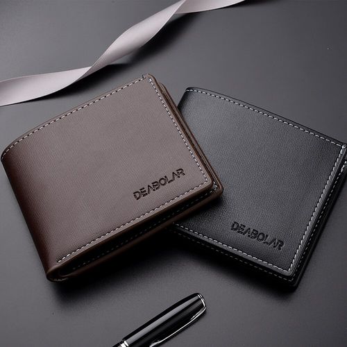 Pu Leather Men Short Wallet Thin Style Folding Young Men Credit Card Holder Wallet black