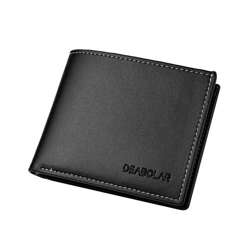 Pu Leather Men Short Wallet Thin Style Folding Young Men Credit Card Holder Wallet black