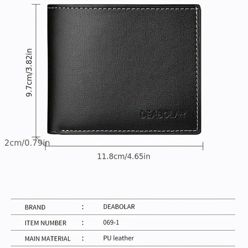 Pu Leather Men Short Wallet Thin Style Folding Young Men Credit Card Holder Wallet black