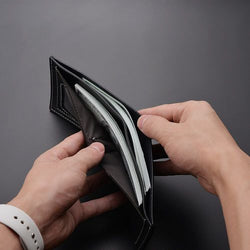 Pu Leather Men Short Wallet Thin Style Folding Young Men Credit Card Holder Wallet black