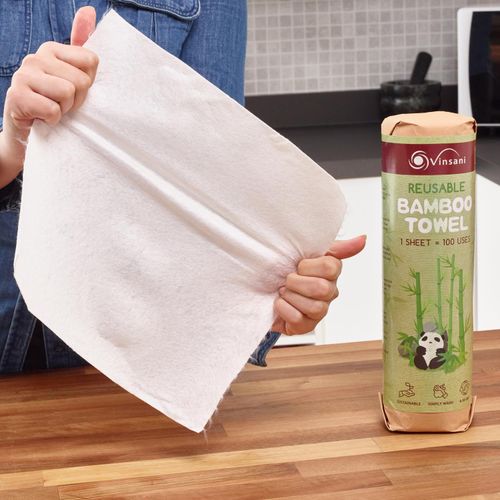 Vinsani® Reusable Bamboo Towels – 20 Sheets of Super Strong Ultra Absorbent & Eco-Friendly Towels