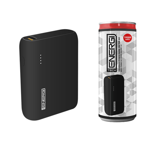 Tech Energi® TE100 PD (Power Delivery) QC 3.0 (Quick Charge) 10000mAh Power Bank On the Go - Black