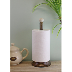 Country Cottage Wood & Ceramic Kitchen Roll Holder