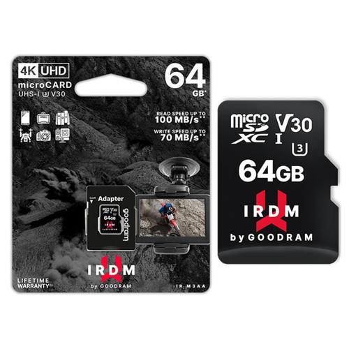 GOODRAM IRDM Micro SD Video Class V30 Memory Card with SD Adapter