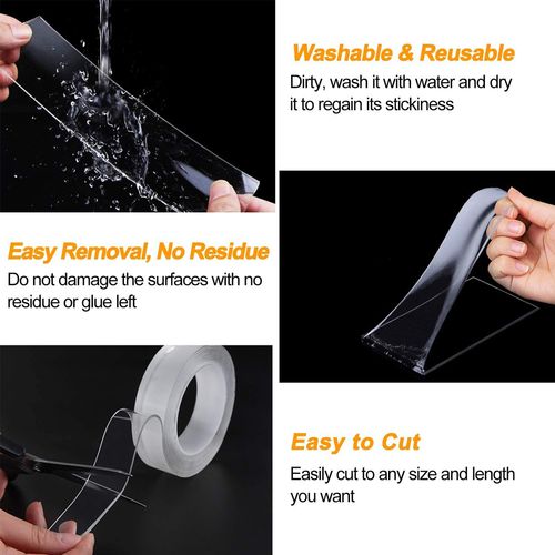 10M Nano Double Sided Tape Heavy Duty Transparent Adhesive Strips Strong Sticky Multipurpose Reusable Waterproof Mounting Tape