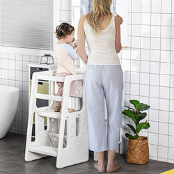 Kids Step Stool Adjustable Standing Platform Toddler Kitchen Stool HOMCOM UK