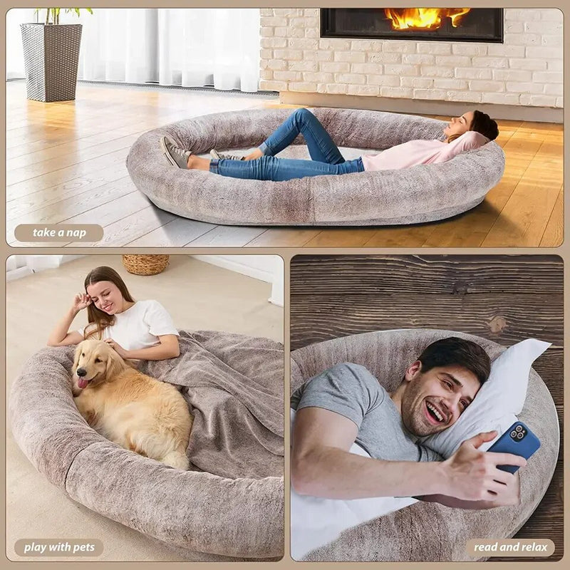 Factory direct sale Human dog bed Human size washable faux fur human dog bed for you and pets human dog beds.